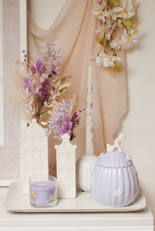 Lilac Bouquet II & Large White House Vase