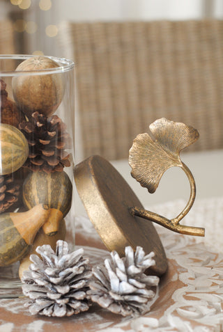 Ginkgo Leaf - Glass Jar with Lid