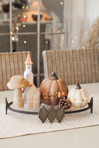 Welcome Pumpkin White Small