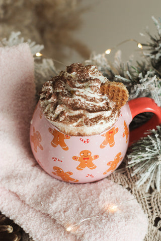 Pink Gingerbread Mug with Socks