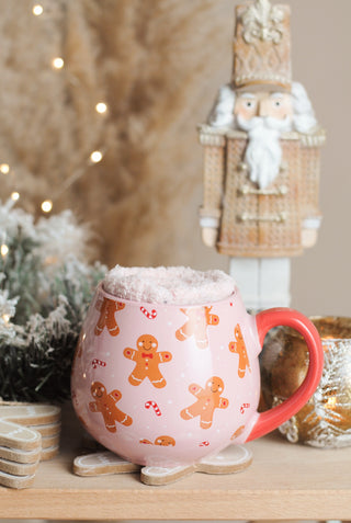 Pink Gingerbread Mug with Socks