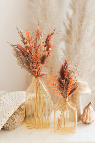 Autumn House Vases Large & Small w/ Flowers IV