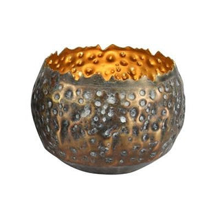 METAL BRONZE & GOLD TEALIGHT HOLDER - SMALL