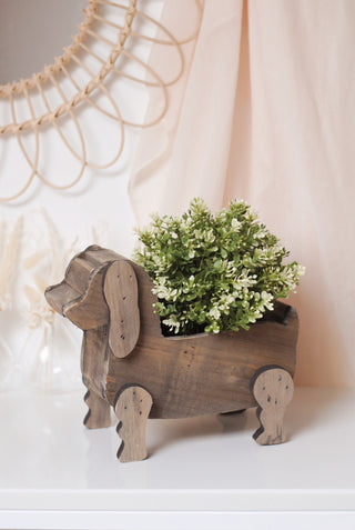 WOODEN DOGGIE PLANTER