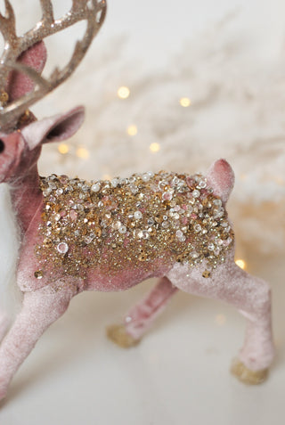 PINK VELVET GLITTER DEER