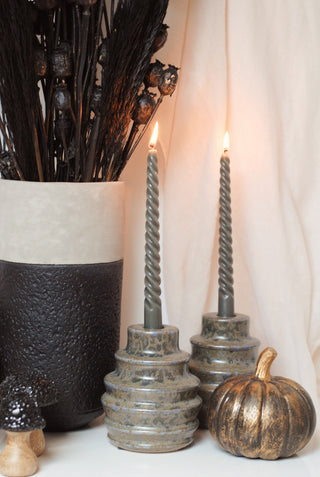 CANDLE HOLDER - GLAZED GREY