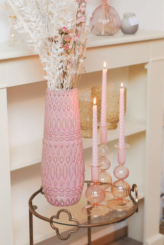 STRUCTURED TALL PINK VASE