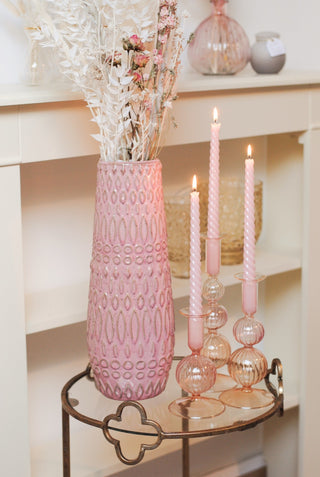 STRUCTURED TALL PINK VASE