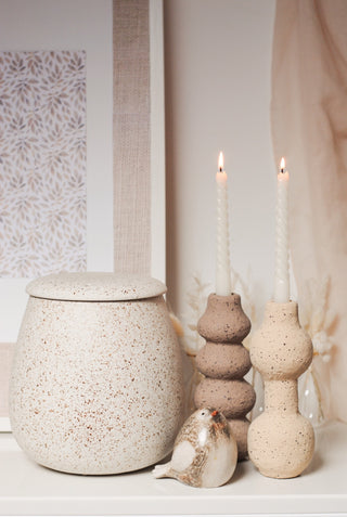 HAPPY CERAMIC CANDLE HOLDER - EARTH