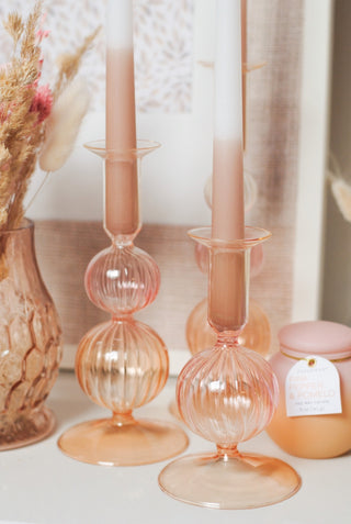 SOFT TONES GLASS CANDLE HOLDER - SMALL