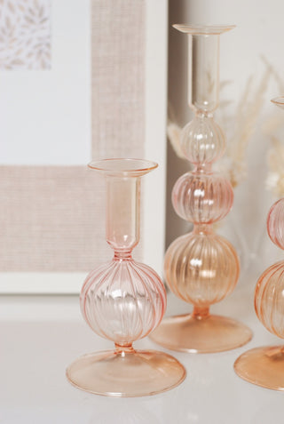 SOFT TONES GLASS CANDLE HOLDER - SMALL