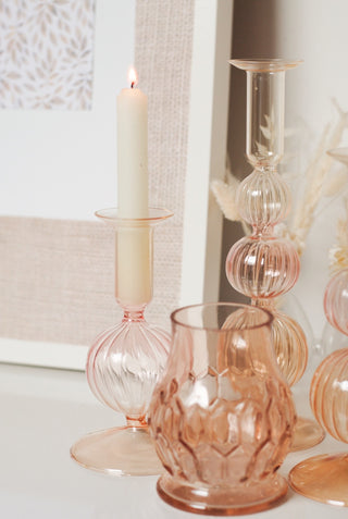 SOFT TONES GLASS CANDLE HOLDER - LARGE