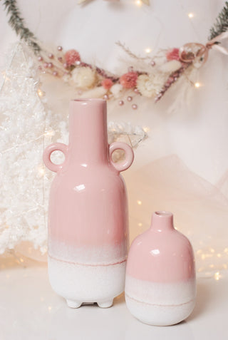 GLAZED OMBRE VASE WITH TEXTURE - PINK