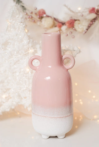 GLAZED OMBRE VASE WITH TEXTURE - PINK