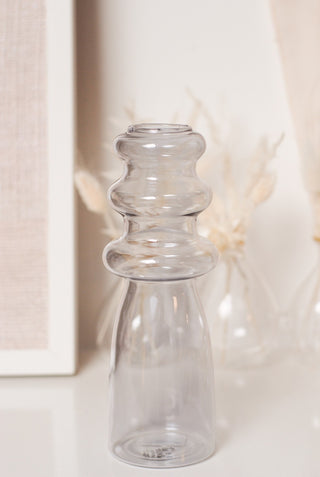 GREY GLASS RIPPLE VASE