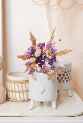 SPECKLED WHITE & WOVEN PLANTER