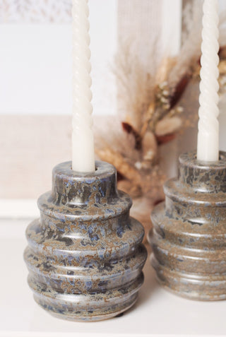 CANDLE HOLDER - GLAZED GREY