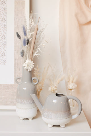 GREY GLAZED OMBRE VASE & FLOWERS