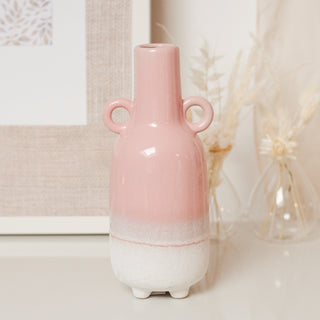 GLAZED OMBRE VASE WITH TEXTURE - PINK