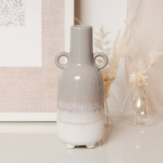 GLAZED OMBRE VASE WITH TEXTURE - GREY