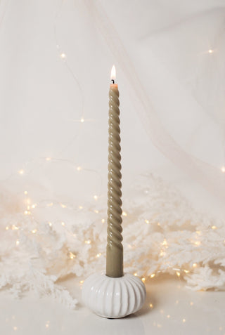 TWISTED DINNER CANDLE - TAUPE (25CM / 2 STUKS)