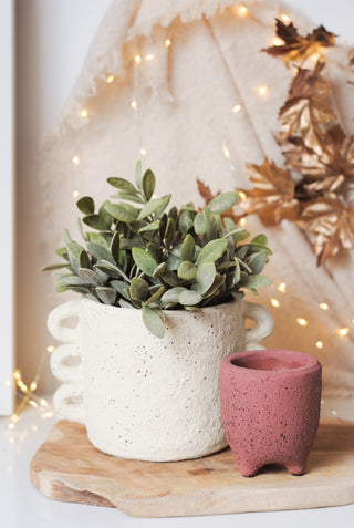 SPECKLED LEGGY PLANTER - MAROON