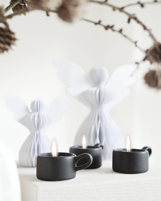 SMALL CANDLE WITH CANDLE HOLDER - BLACK